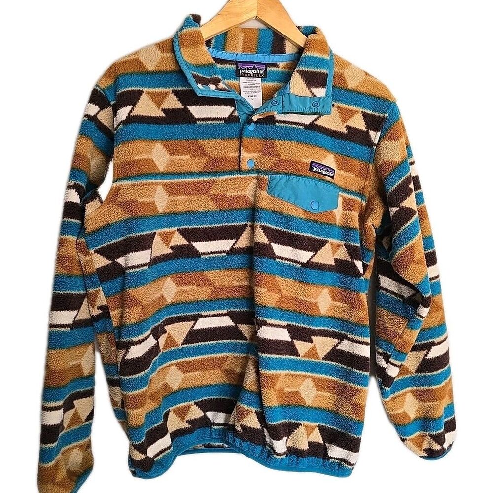 Patagonia Synchilla AZTEC Snap-T Fleece Pullover Womens L Timber Twist Southwest